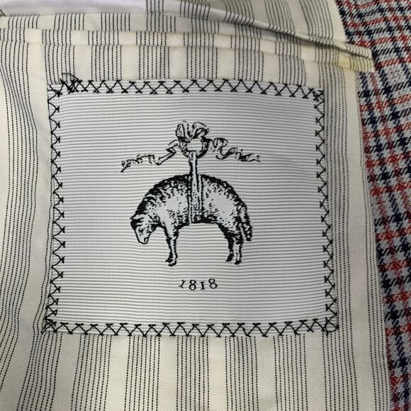 BLACK FLEECE Size 42 Regular Grey Red Black Plaid Sport Coat - Picture 9 of 13